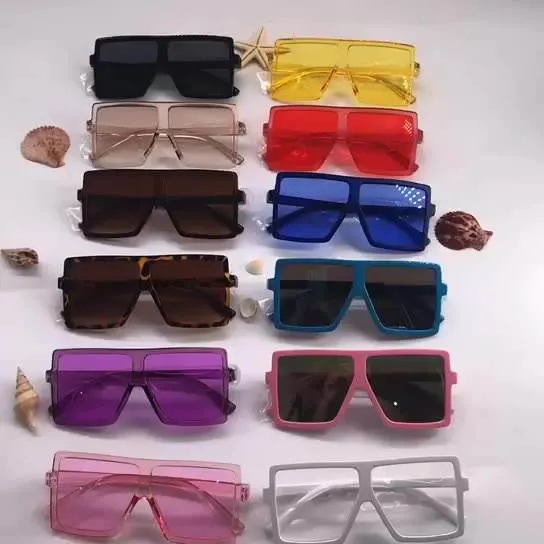 Nuevo Gafas de sol grandes y cuadrados para niños, gafas de sol de gran